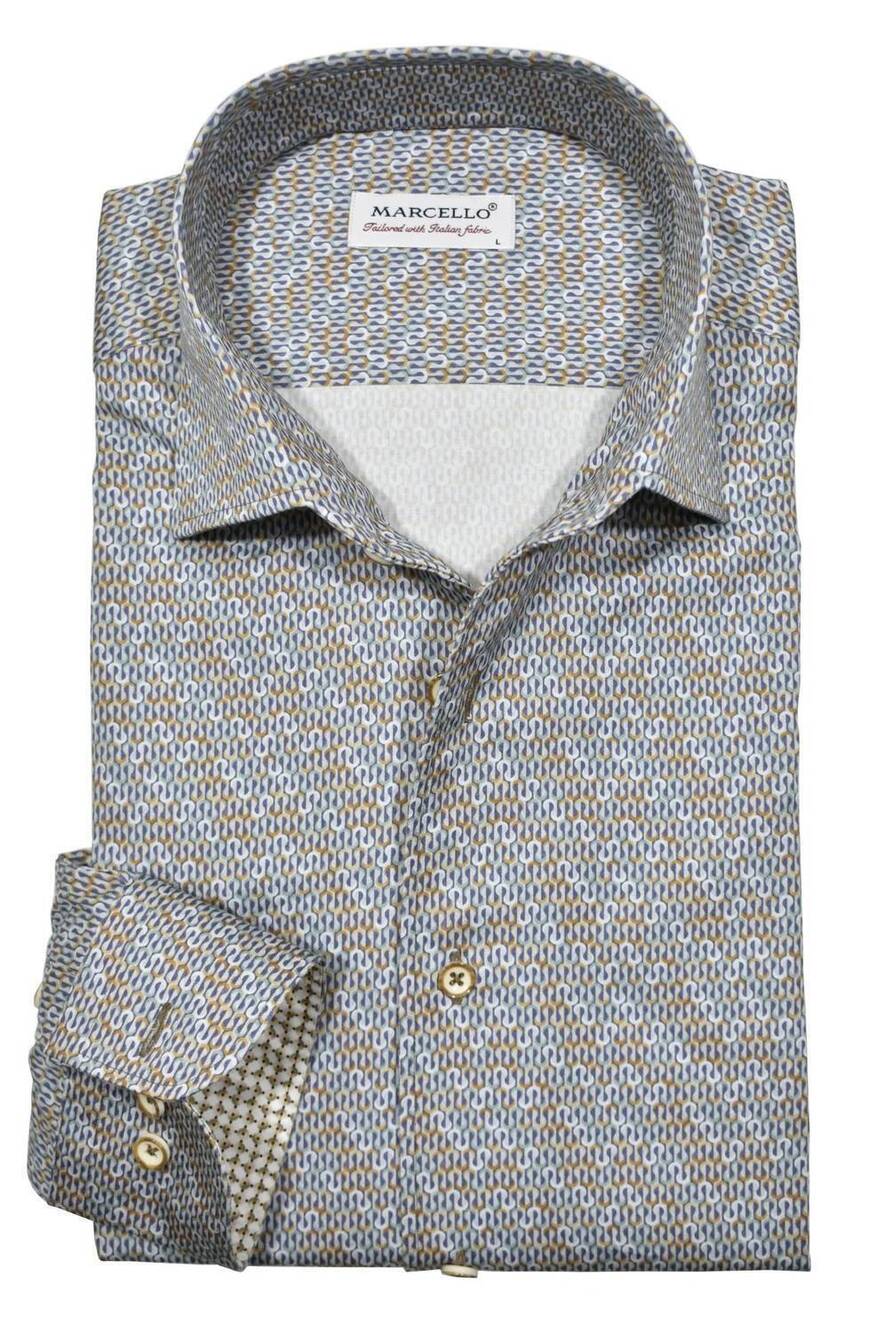 NEW MARCELLO men's swirl roll collar shirt in python